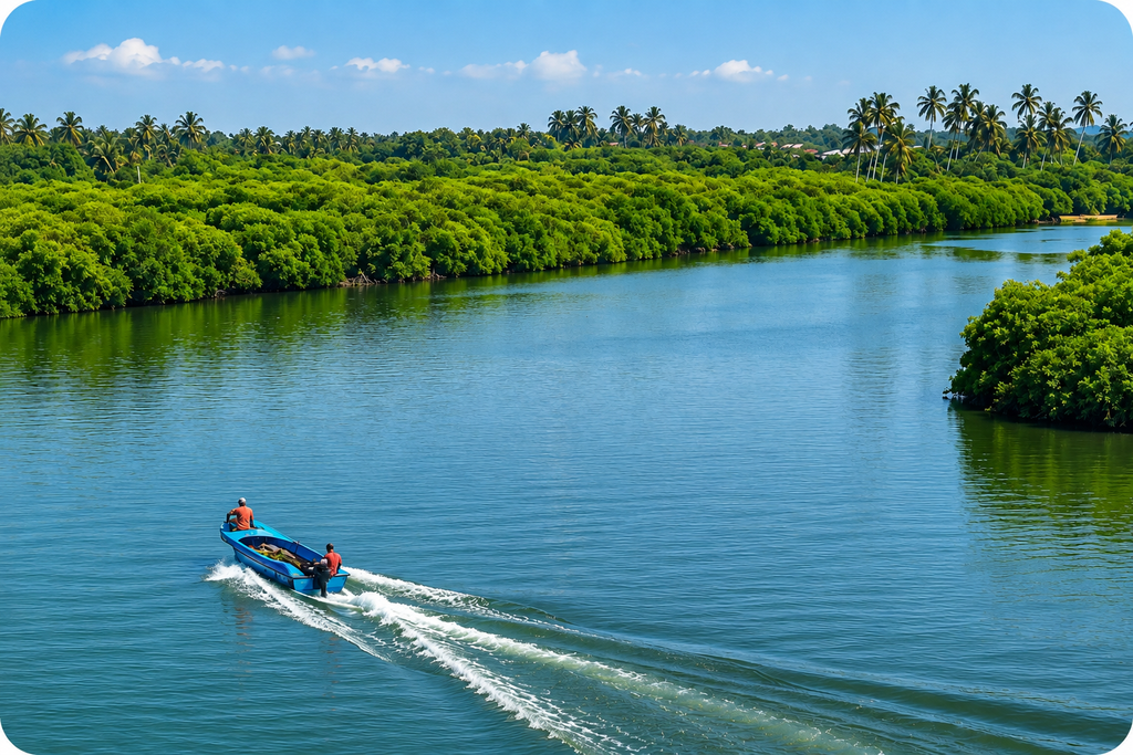 Tropical coastal surroundings near Bopitiya, Negombo, Sri Lanka