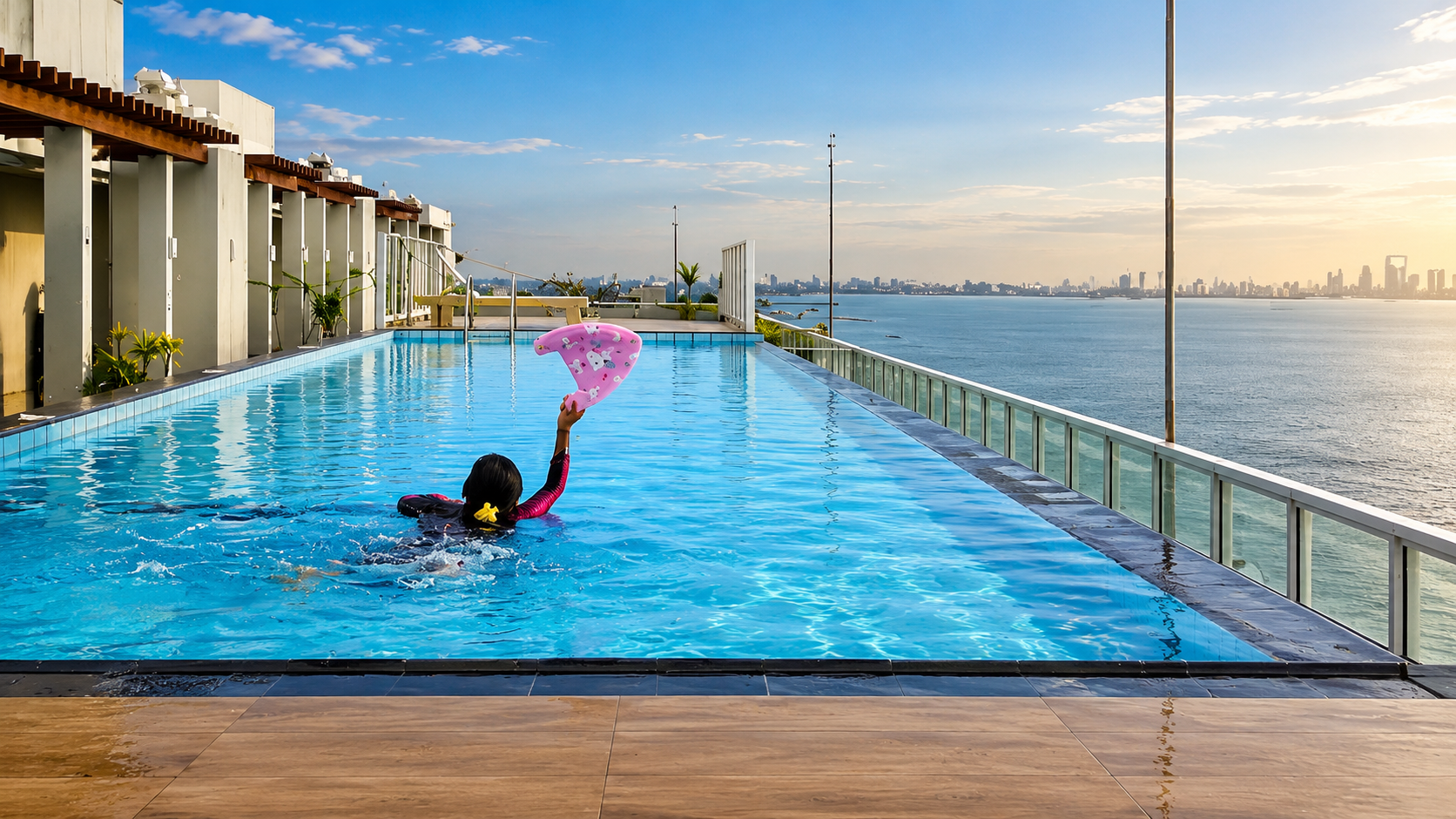 Rooftop infinity pool at Sky Studio near Negombo