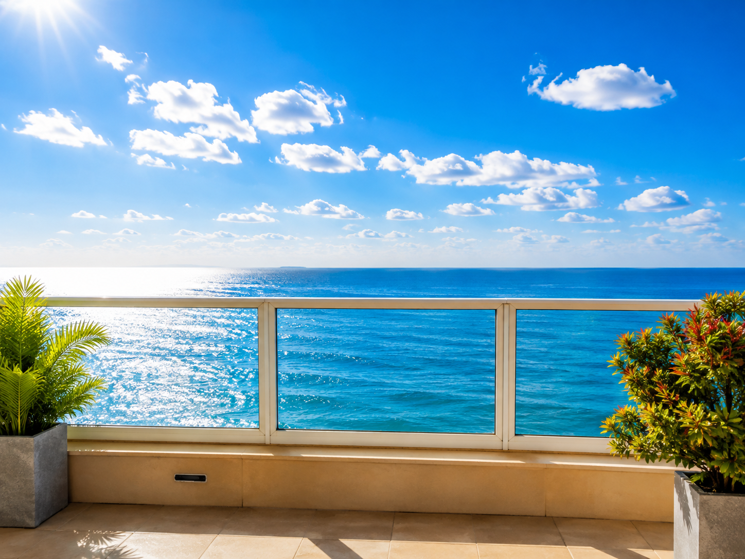 Ocean view from Sky Studio beachfront apartment near Negombo, Sri Lanka